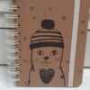 handgemaakt dagboek notitieboekje, kat met muts, met originele kattentekening (geen print)