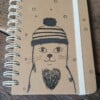 handgemaakt dagboek notitieboekje, kat met muts, met originele kattentekening (geen print)