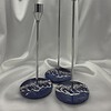 kandelaars epoxy en glas - set van 3 zilver en blauw