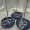 kandelaars epoxy en glas - set van 3 zilver en blauw