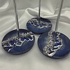 kandelaars epoxy en glas - set van 3 zilver en blauw