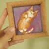 katje paars. Rode kater. Mini schilderij. Acryl op canvas origineel uniek. Kattenliefhebbers. Kattenkunst. Klein schilderij van poes. Lief