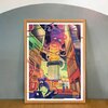 Kunstprint genaamd Quantum Heist, Illustratie wanddecoratie op mat fine-art papier
