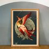Kunstprint genaamd rode rijger, Illustratie wanddecoratie op mat fine-art papier