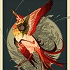 Kunstprint genaamd rode rijger, Illustratie wanddecoratie op mat fine-art papier