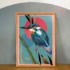 Kunstprint van ijsvogel, Illustratie wanddecoratie op mat fine-art papier