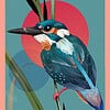 Kunstprint van ijsvogel, Illustratie wanddecoratie op mat fine-art papier