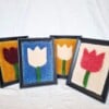 Getufte tulpen portretje van wol (15x20cm) - minimalistische textiel wanddecoratie