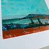 Mini landschap - petrol/roze/koper - 15 x 15
