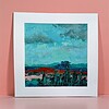 Mini landschap - petrol/roze/koper - 20 x 20