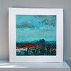 Mini landschap - petrol/roze/koper - 20 x 20