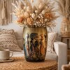 MUSE -handgemaakte glazen designvaas met Afrikaanse kunst – statement piece voor boho & modern interieur
