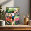 Poster vrouw bloemen A4 – Woman in the Garden kunstprint