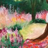 Poster vrouw bloemen A4 – Woman in the Garden kunstprint