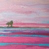 roze landschap. Origineel schilderij