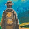 The Lonely Traveler A4 – Kunstprint eenzame reiziger in bergen