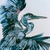 'Unfolding Flight': tote bag met blauwe reiger – vogel illustratie in blauw