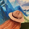 Woman in the Mountains – Bergbloei A4 kunstposter met bergen en bloemen