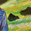 Woman in the Mountains – Bergbloei A4 kunstposter met bergen en bloemen