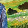 Woman in the Mountains – Bergbloei A4 kunstposter met bergen en bloemen