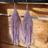 Fringe oorbellen Lavender Haze – lila, paars en zilver, 10 cm lang, zilveren oorhaken