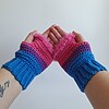 Gehaakte handschoenen - gehaakte vingerloze handschoenen | Biseksuele Pride vlag