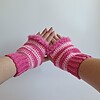 Gehaakte handschoenen - gehaakte vingerloze handschoenen | Knalroze en lichtroze