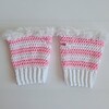 Gehaakte handschoenen - gehaakte vingerloze handschoenen | Wit en lichtroze