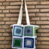 Gehaakte tas van granny squares, totebag, nieuw
