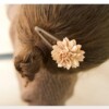 Haarspeld bloem kunstleer (naturel/bruin)