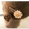 Haarspeld bloem kunstleer (naturel/bruin)