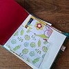 Handgemaakt art journaling boekje met unieke gevilte kaft met bloemmotief– 32 pagina’s & losse stickers