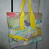 Handgemaakte tote bag van katoen & zijde – patchwork shopper – 40x30 cm – uniek exemplaar