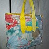 Handgemaakte tote bag van katoen & zijde – patchwork shopper – 40x30 cm – uniek exemplaar