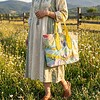 Handgemaakte tote bag van katoen & zijde – patchwork shopper – 40x30 cm – uniek exemplaar