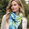 Handgeverfde zijden sjaal –groen,blauw,geel – 45x175cm – uniek exemplaar