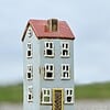 Keramieken Huisje Hoog Lichtblauw