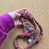 Keycord handgemaakt scrunchie | antraciet bloemen | soepel, toch stevig | praktisch | Atelier 904