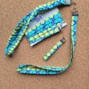 Keycord vlak | handgemaakt | retro | blauw, lime groen | Atelier 904