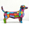 Kleurrijke Origami Teckel – Uniek handgeschilderd duurzaam kunstobject