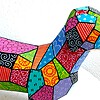 Kleurrijke Origami Teckel – Uniek handgeschilderd duurzaam kunstobject