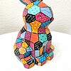 Origami stijl Konijn - Handgeschilderd Kleurrijk Beeldje