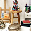 Origami stijl Konijn - Handgeschilderd Kleurrijk Beeldje