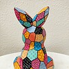 Origami stijl Konijn - Handgeschilderd Kleurrijk Beeldje