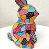 Origami stijl Konijn - Handgeschilderd Kleurrijk Beeldje