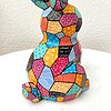 Origami stijl Konijn - Handgeschilderd Kleurrijk Beeldje