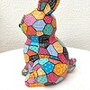 Origami stijl Konijn - Handgeschilderd Kleurrijk Beeldje