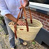 Rieten tas met verstelbare leren hengsels