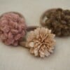 Set 3x elastieken bloemen neutraal (wol en kunstleer in diverse kleuren)