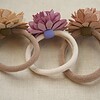 Set 3x elastieken bloemen neutraal (wol en kunstleer in diverse kleuren)